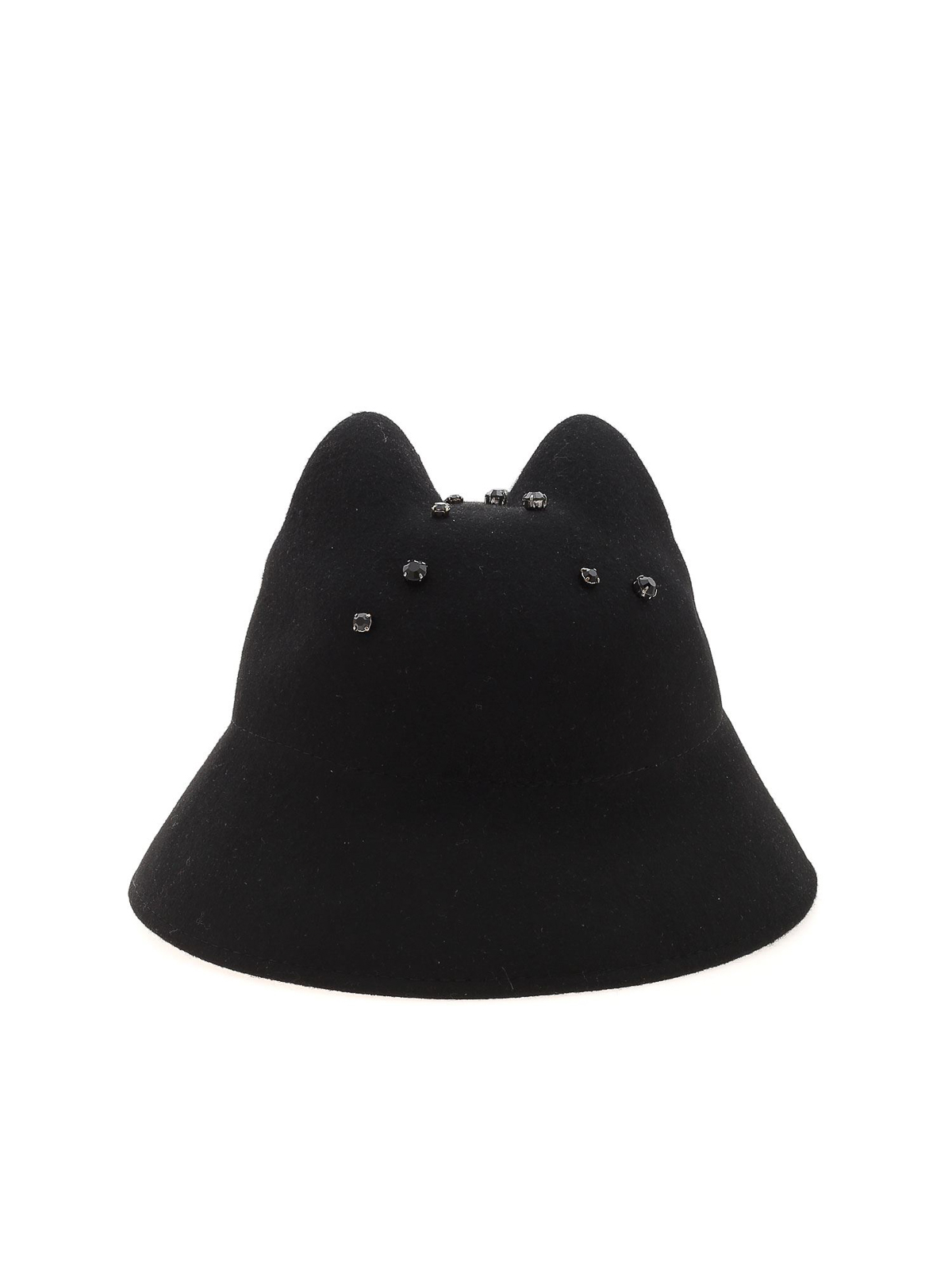 Shop Vivetta Cat Ears Cloche With Gems In Negro