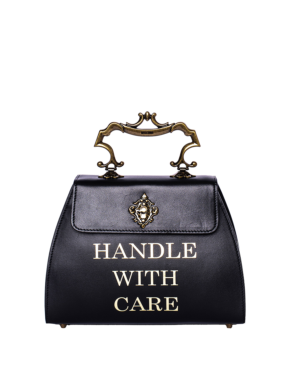 Moschino Handle With Care Bag In Black