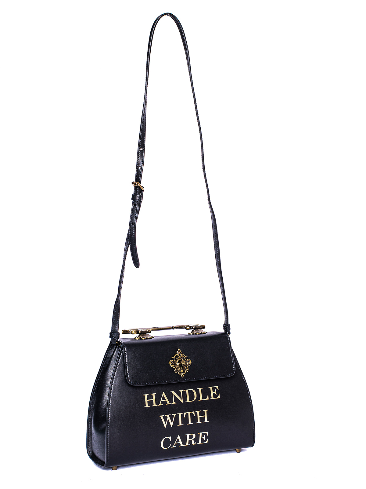 Shop Moschino Handle With Care Bag In Black