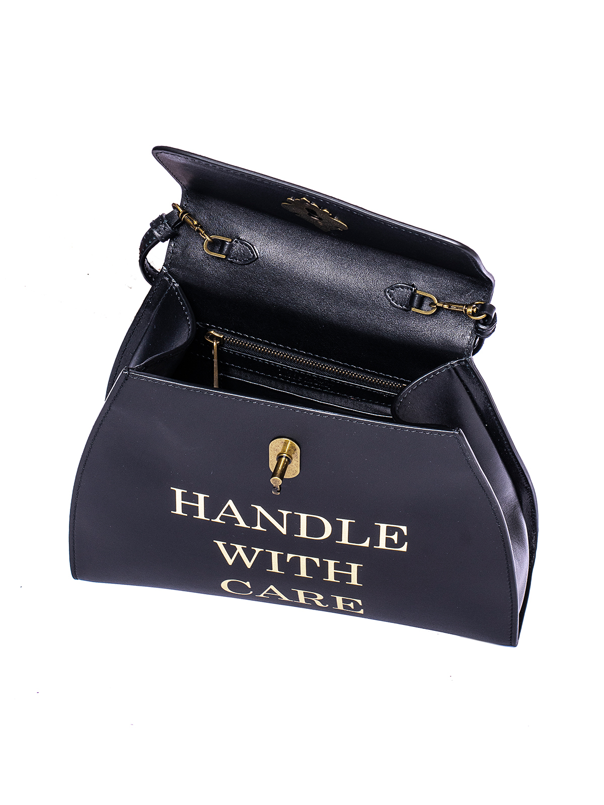 Shop Moschino Handle With Care Bag In Black