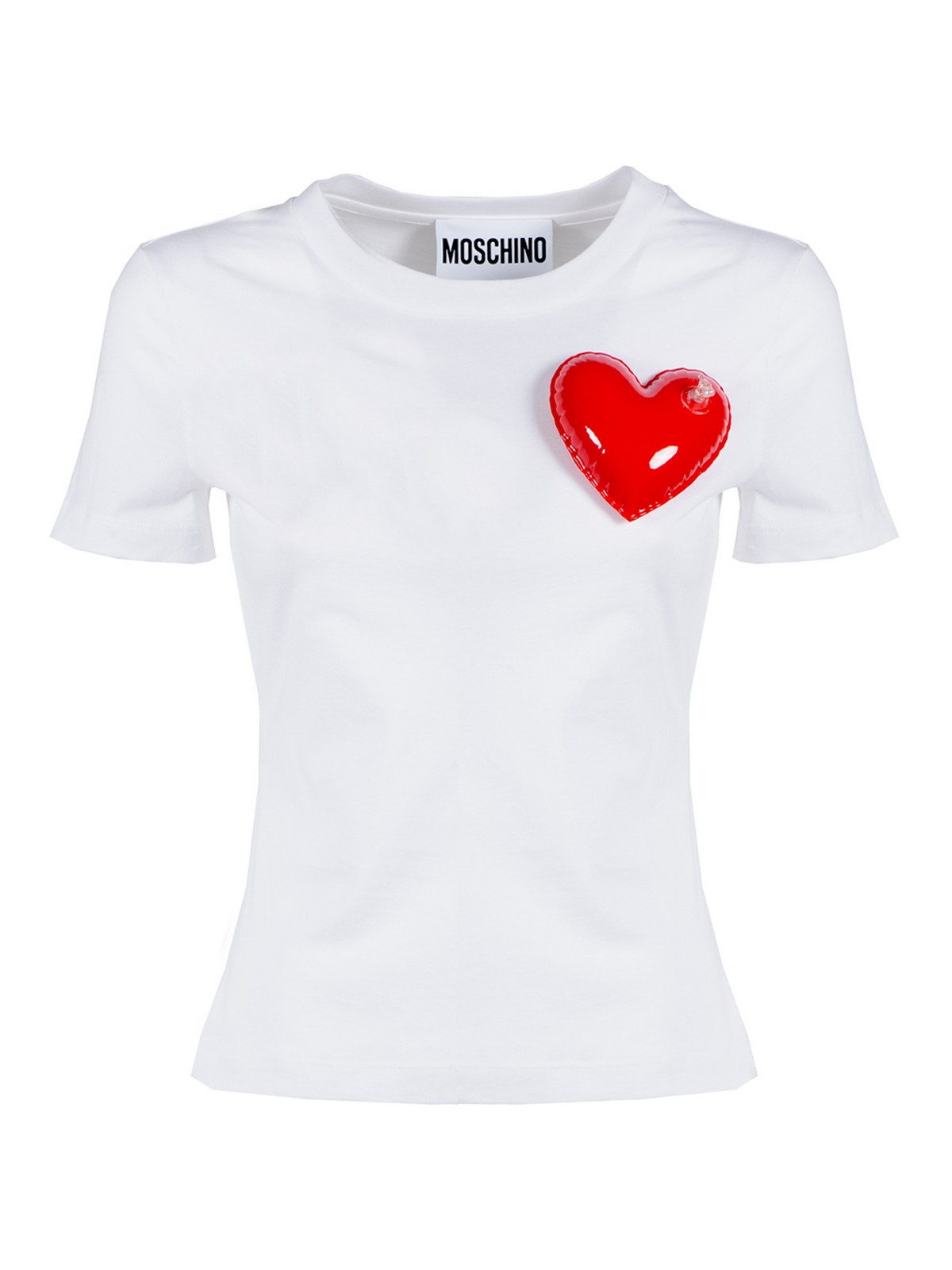Shop Moschino Inflatable Heart Tshirt In White