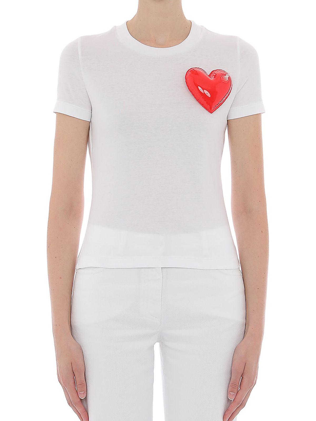 Shop Moschino Inflatable Heart Tshirt In White