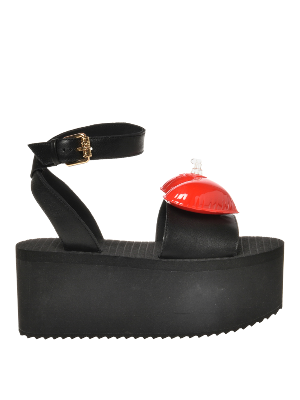 Shop Moschino Inflatable Heart Plateau Sandal In Black