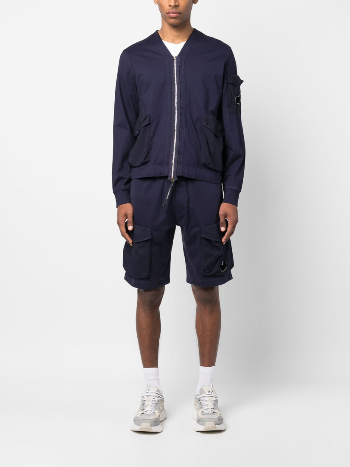 C.P. Company Heavy jersey mixed zipped cardigan|14CMSS320A006521M868