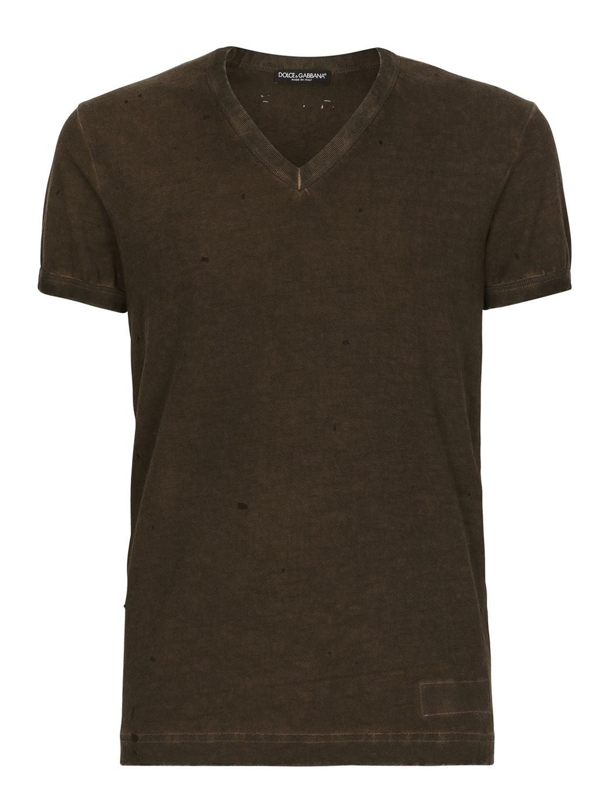 Dolce & Gabbana Punched-holes Cotton T-shirt In Grey