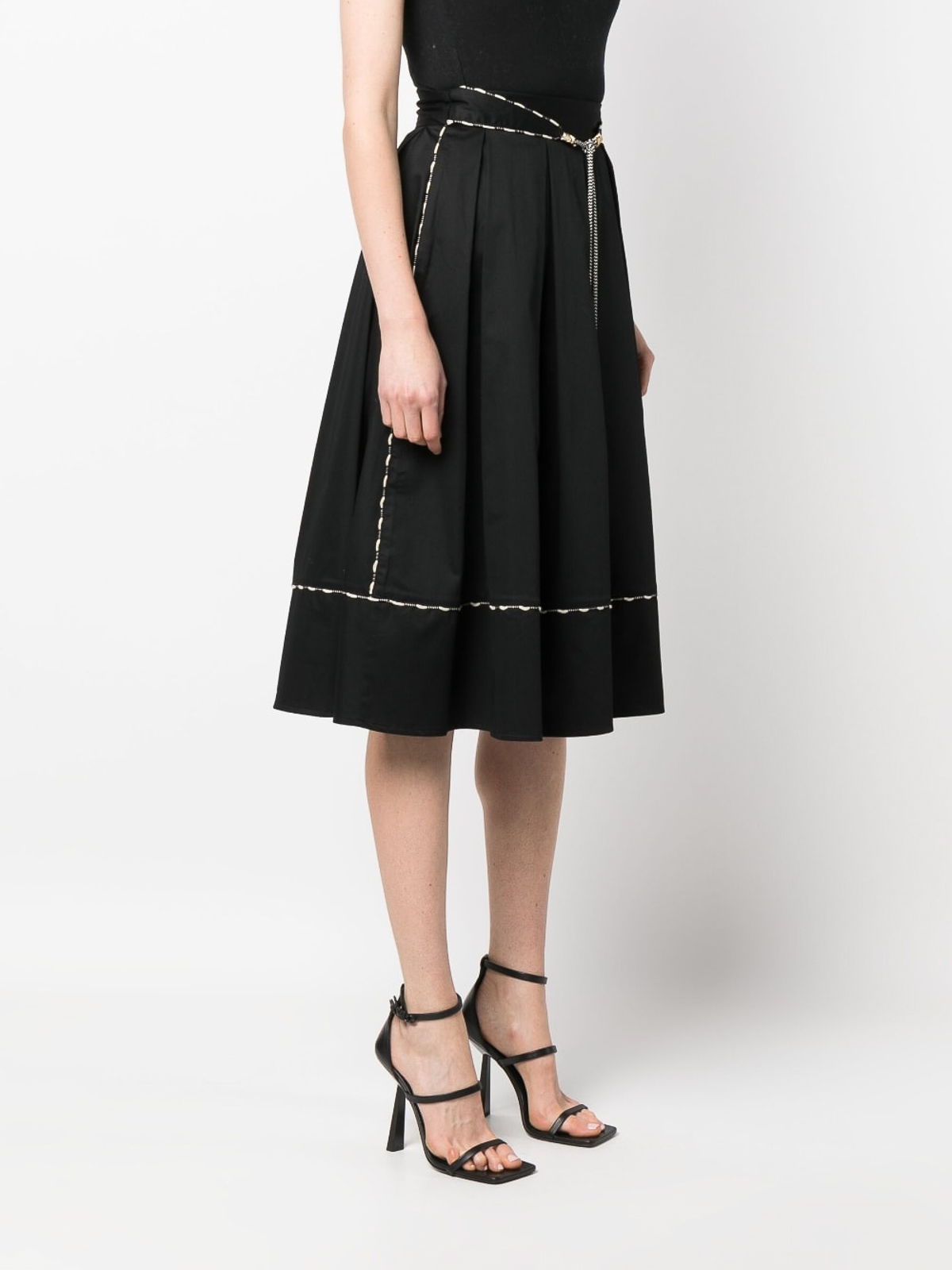 スカート ELISABETTA FRANCHI MIDI SKIRT Elisabetta Franchi Lace Midi Skirt In Black - Black