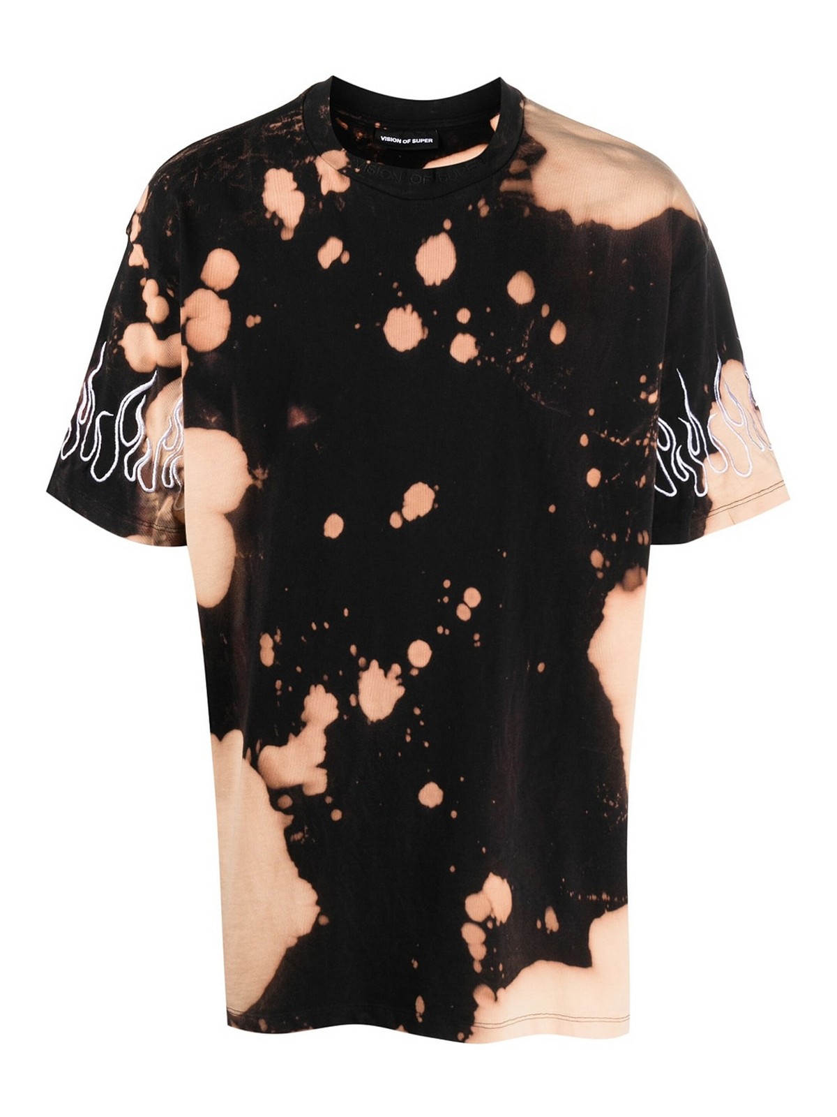 Vision Of Super Tie dye t-shirt with embroidered flame|VS00584BLACK
