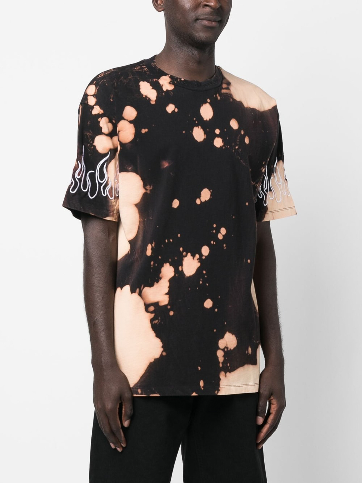Vision Of Super Tie dye t-shirt with embroidered flame|VS00584BLACK