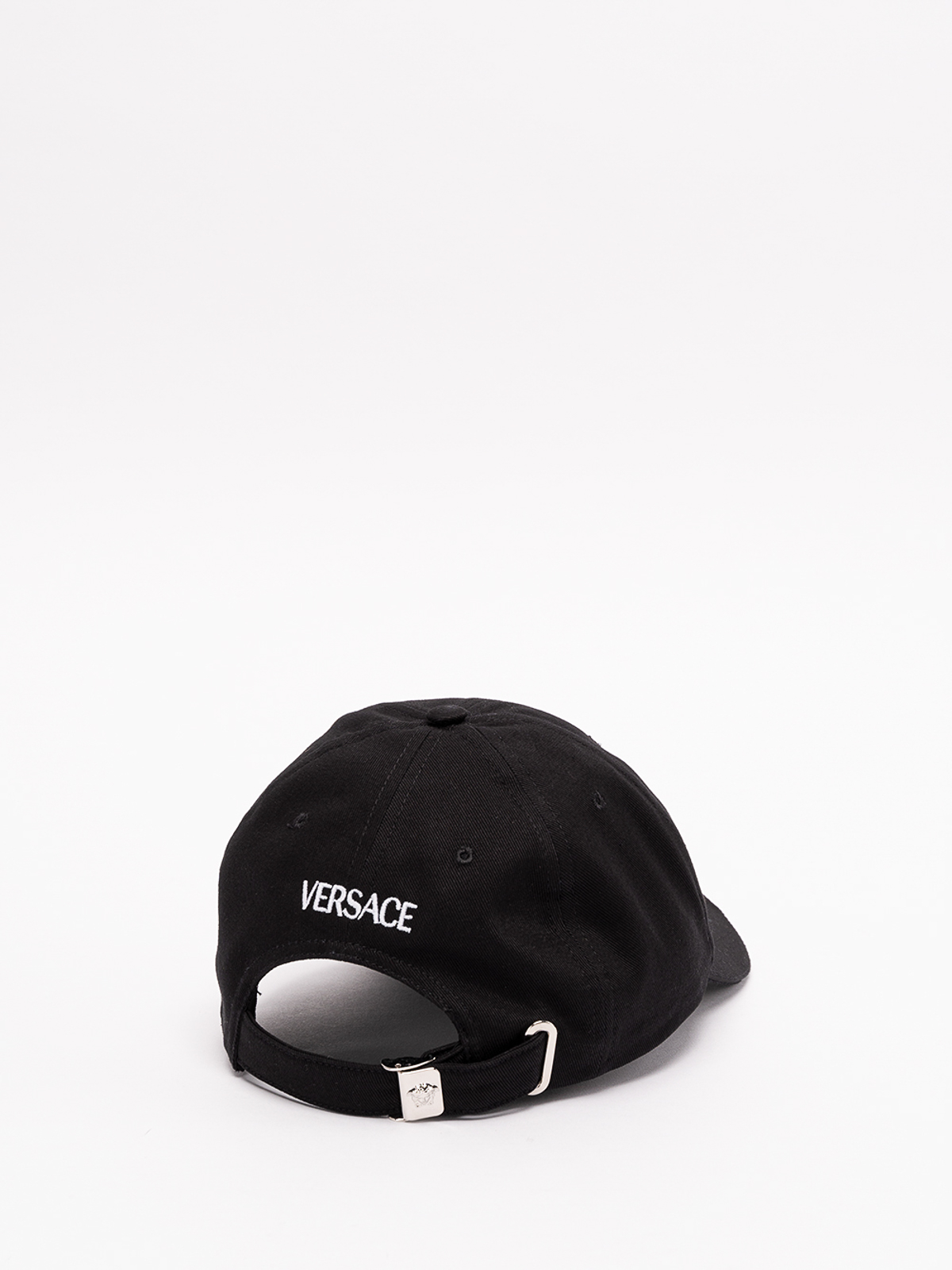 Shop Versace `` Embroidered Baseball Cap In Black