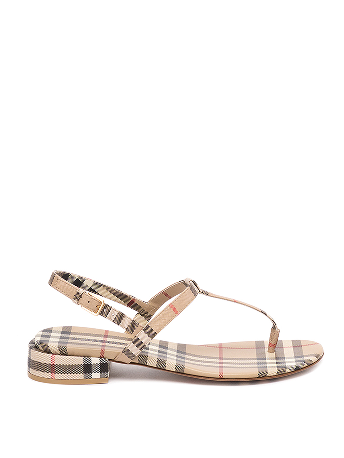 Shop Burberry `emily` Check Slide Sandals In Beis