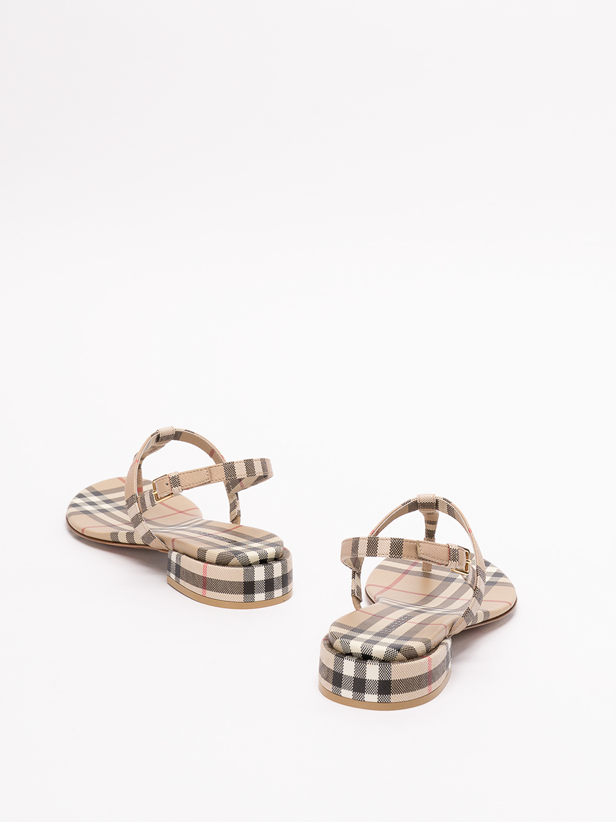 Shop Burberry `emily` Check Slide Sandals In Beis
