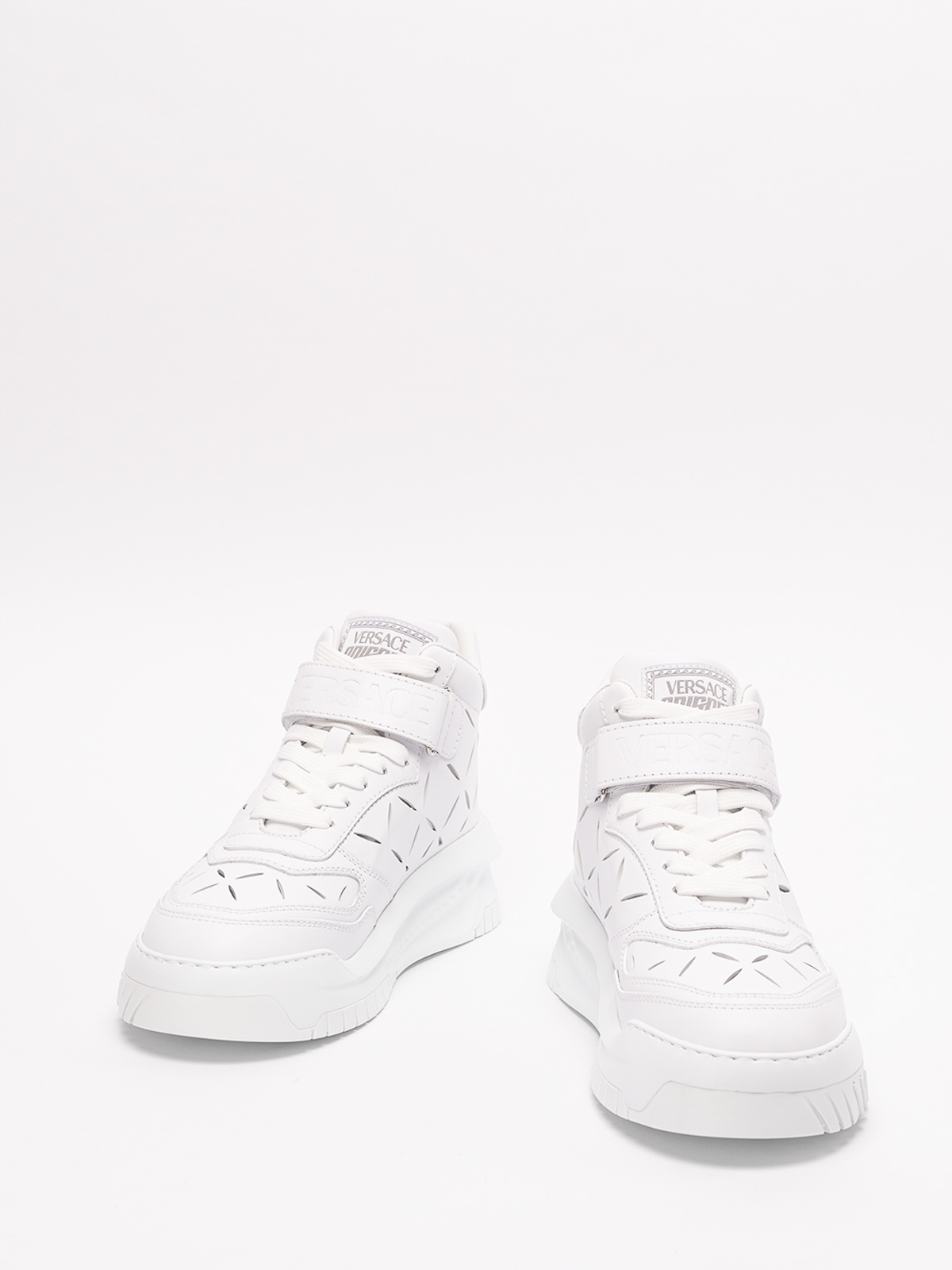 Shop Versace `odissea` Mid-top Sneakers In White