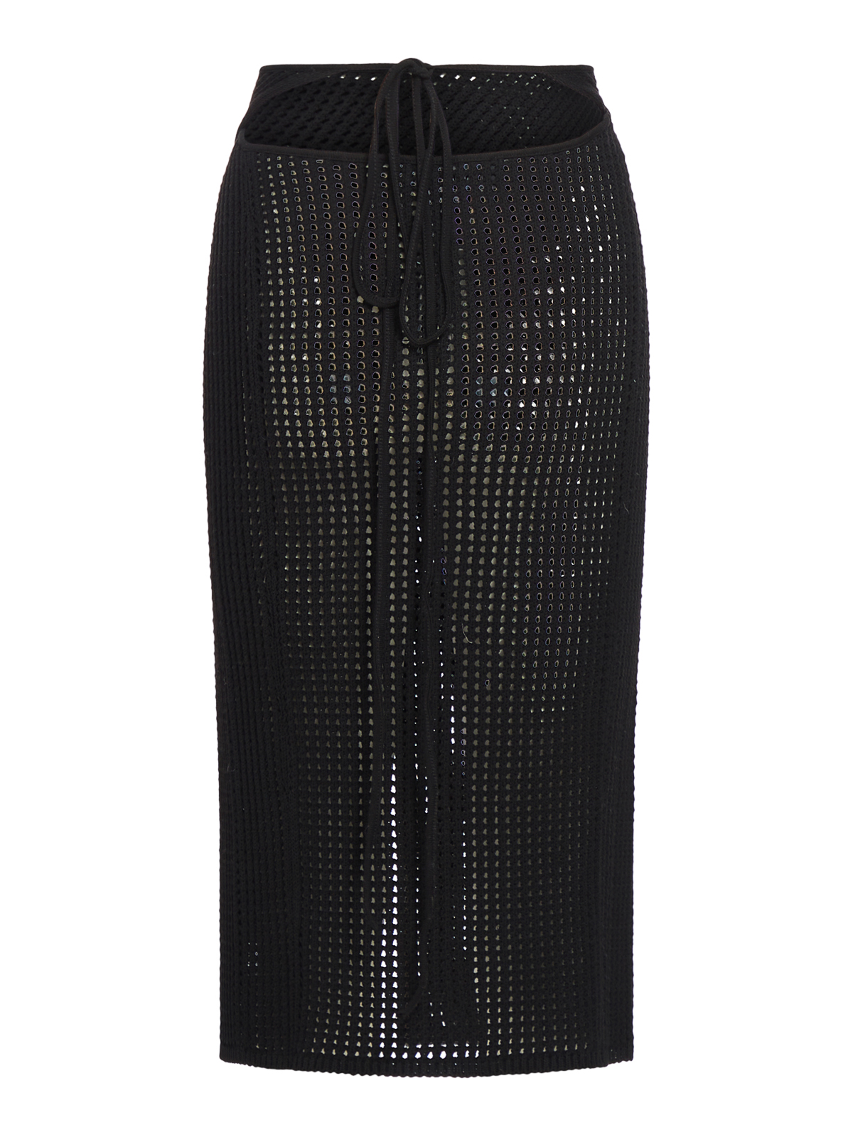Shop Andreädamo Fishnet Knit Midi Wrap Skirt With Cut-ou In Black
