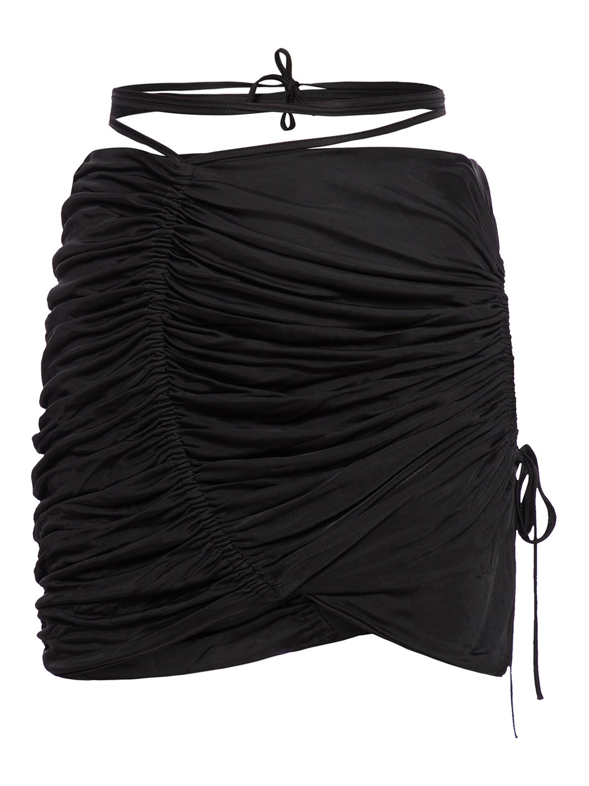 Andreädamo Draped Jersey Mini Skirt In Black