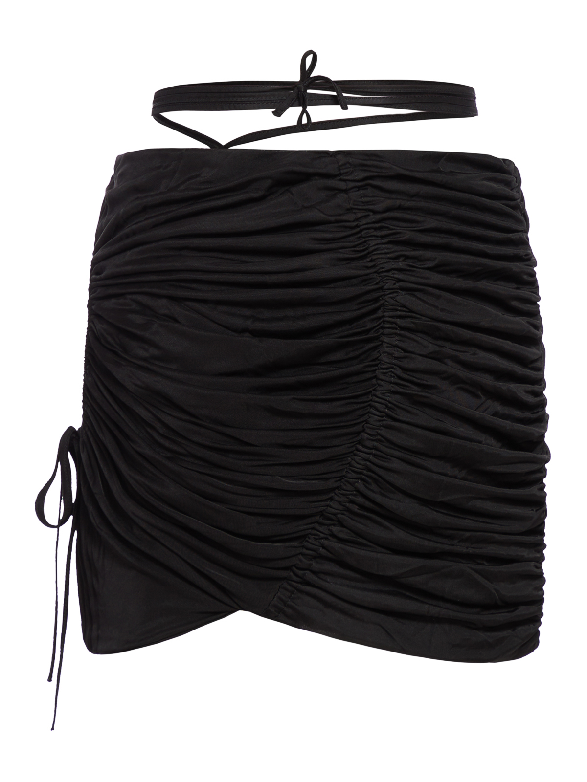 Shop Andreädamo Draped Jersey Mini Skirt In Black