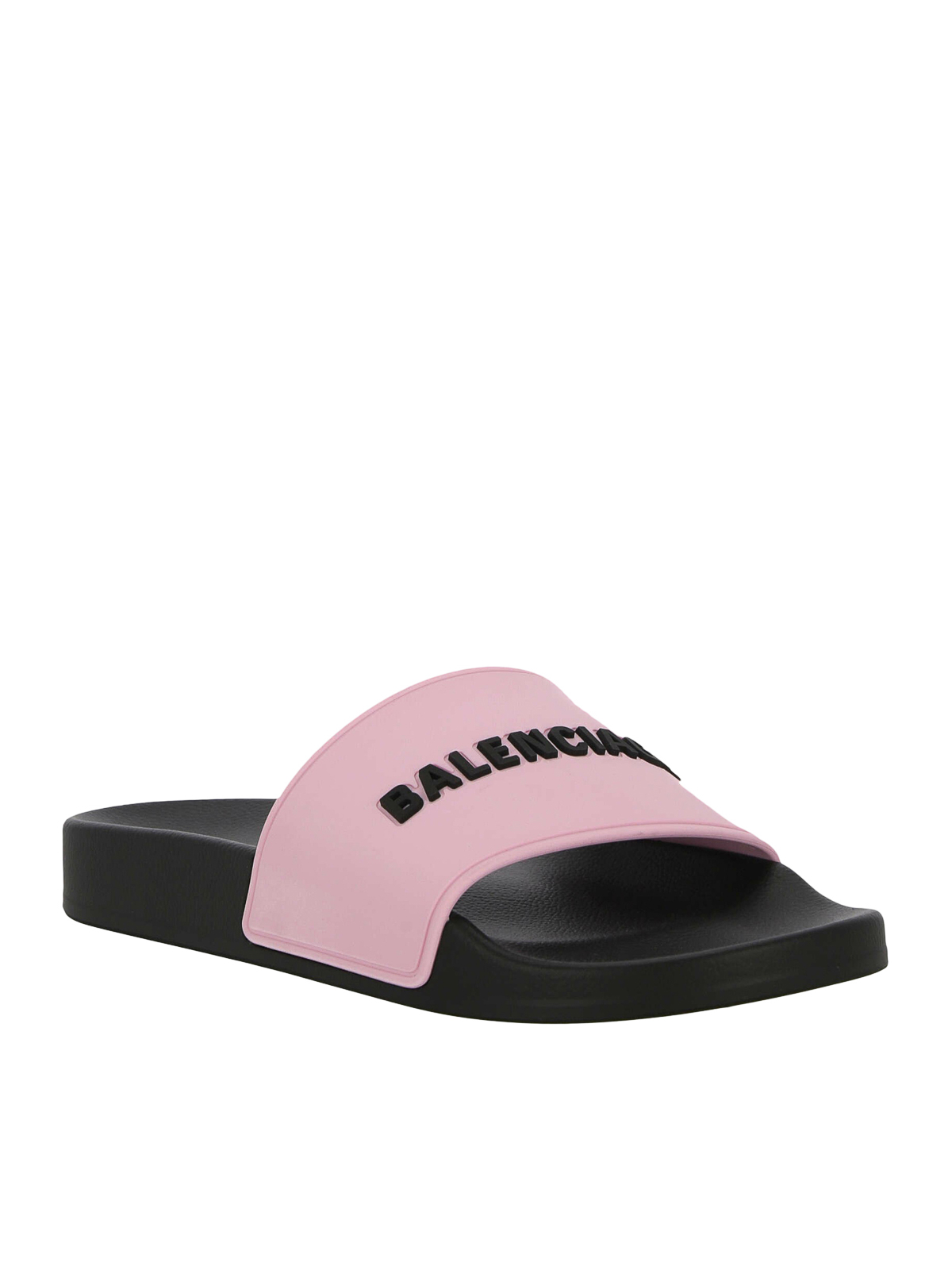 Shop Balenciaga Pool Slide Bal Logo In Pink