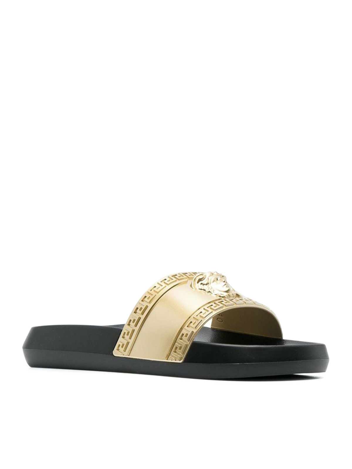 Shop Versace Flip Flops In Dorado