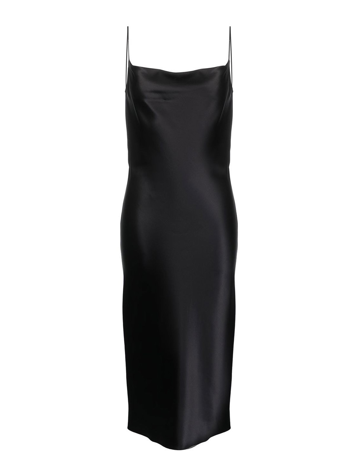 Shop Armarium Midi Silk Slip Dress In Black
