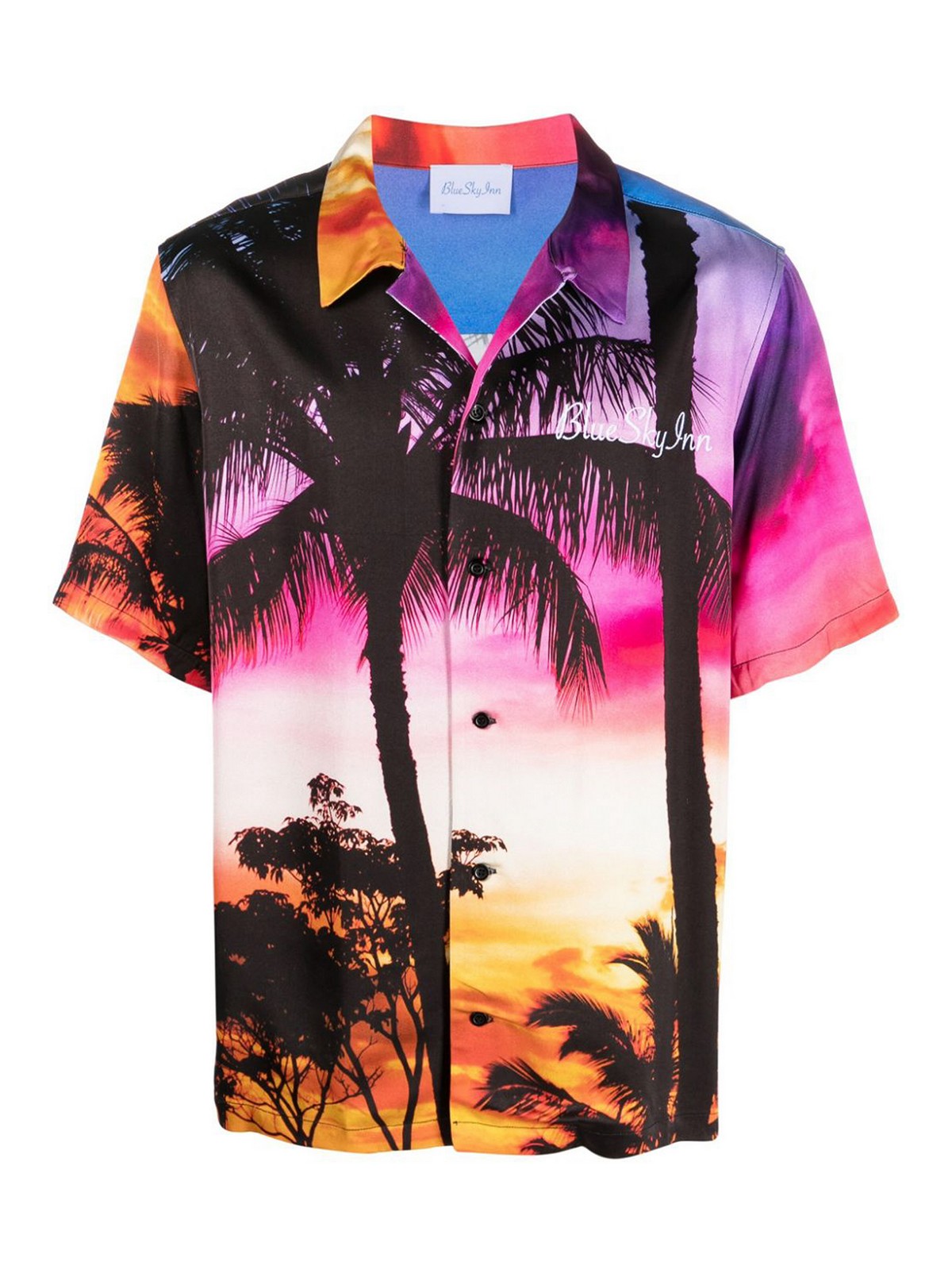 Blue Sky Inn Beach-print Logo-embroidered Shirt In Multicolor