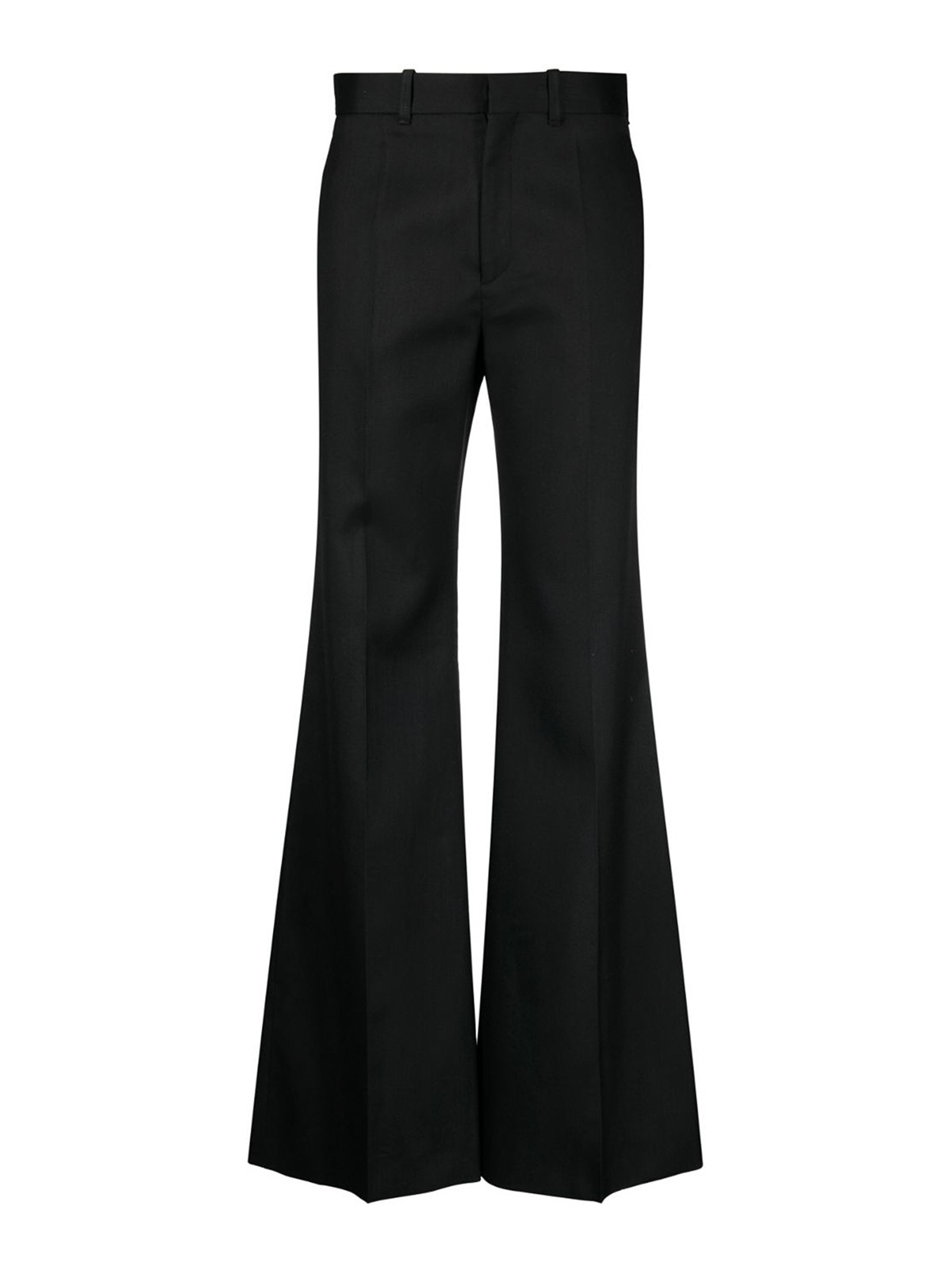 Shop Chloé Flared Silk Blend Wool Trousers In Negro