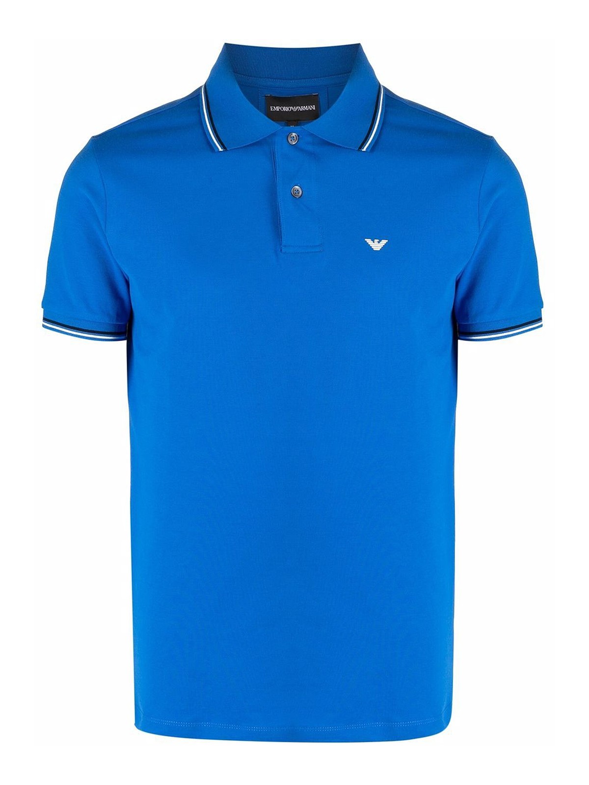Emporio Armani Logo Cotton Polo Shirt In Blue