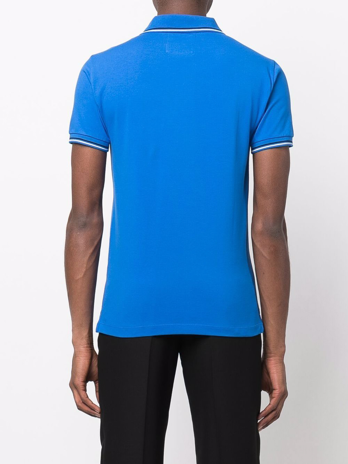 Shop Emporio Armani Logo Cotton Polo Shirt In Blue