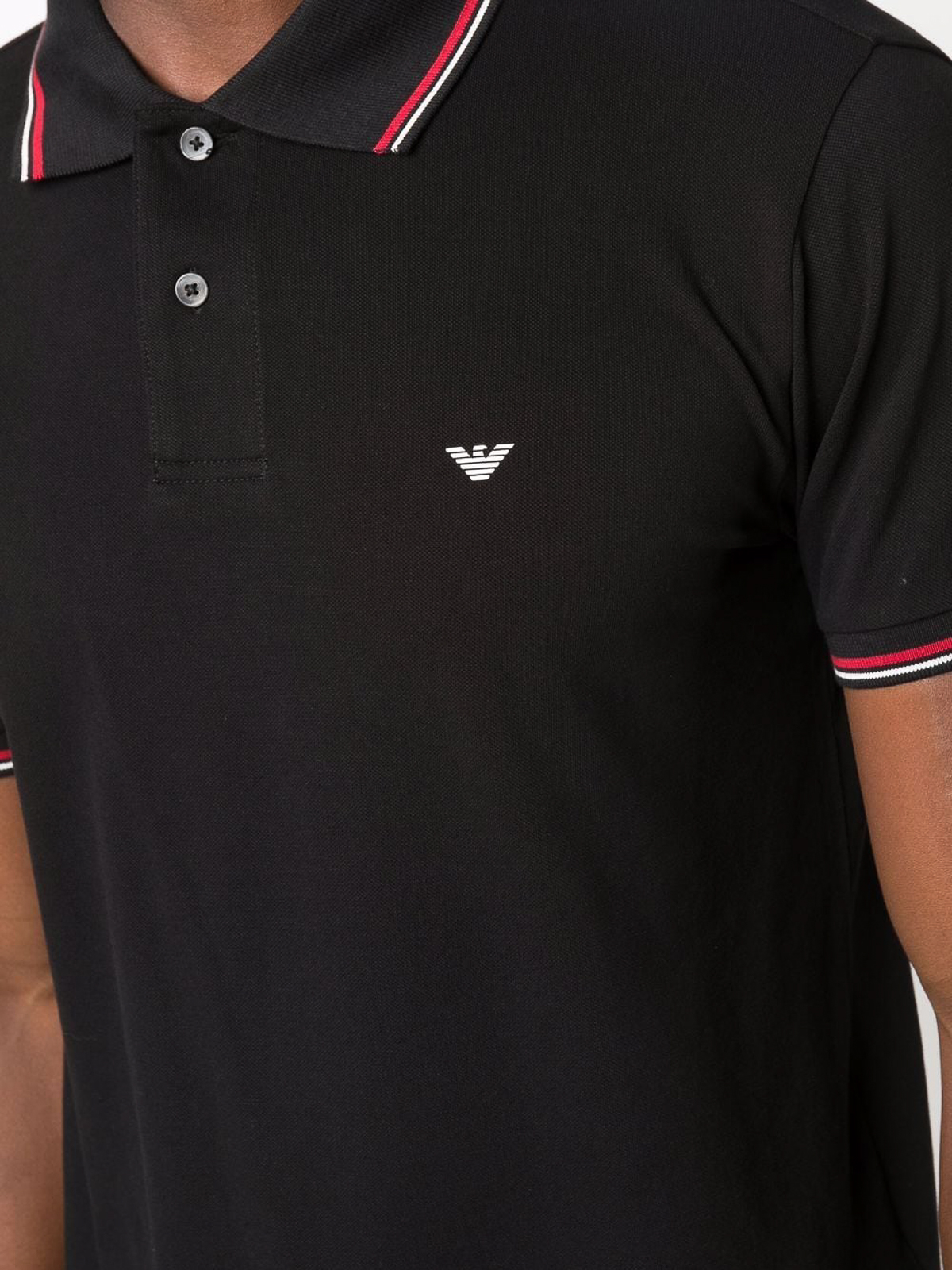 Shop Emporio Armani Logo Cotton Polo Shirt In Black