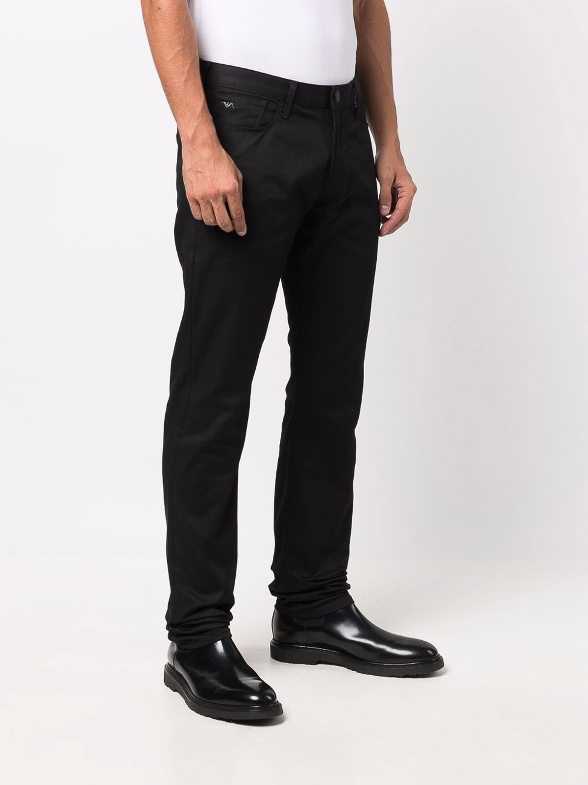Shop Emporio Armani Slim Fit Denim Jeans In Black