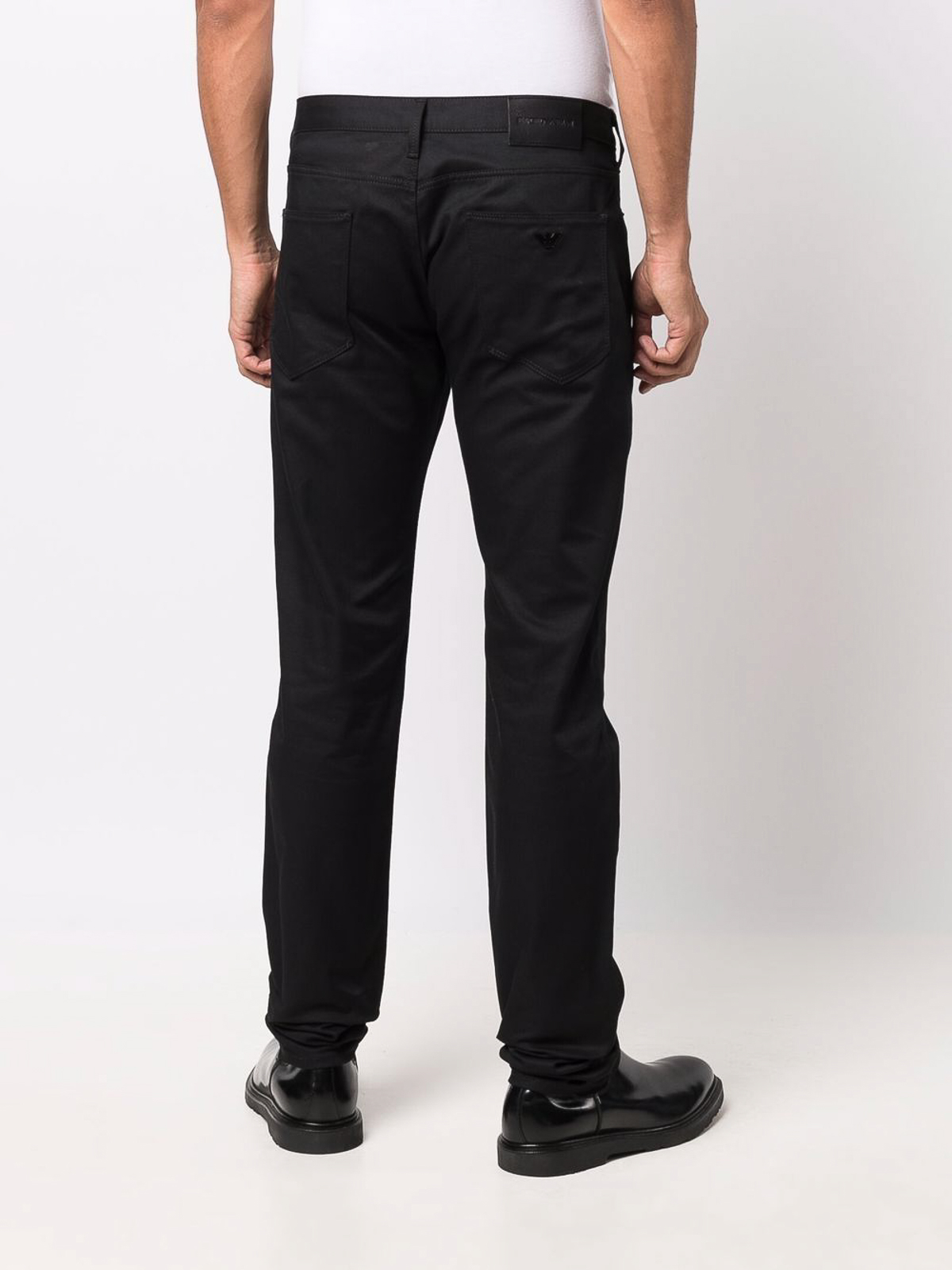 Shop Emporio Armani Slim Fit Denim Jeans In Black