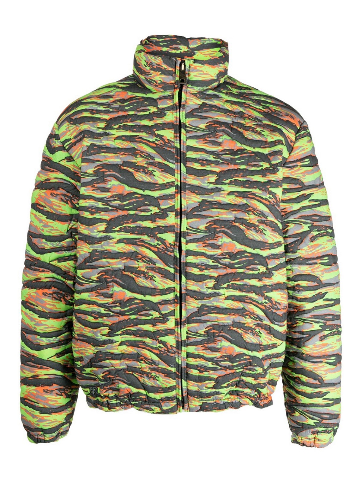 Shop Erl Printed Quilted Down Jacket In Green