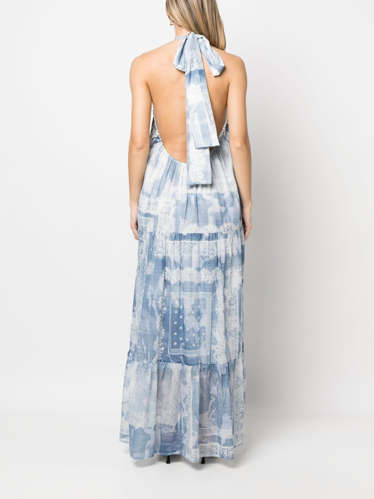 Shop Ermanno Scervino Printed Long Dress In Azul