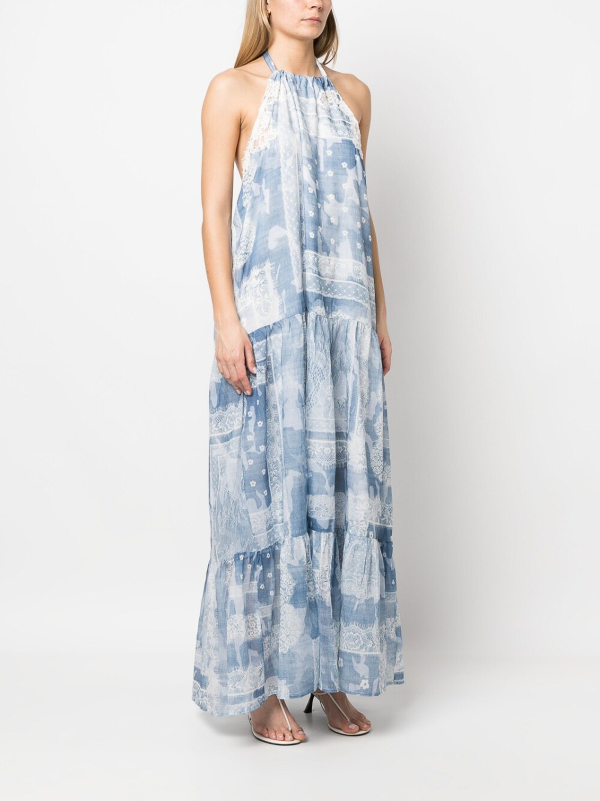 Shop Ermanno Scervino Printed Long Dress In Azul
