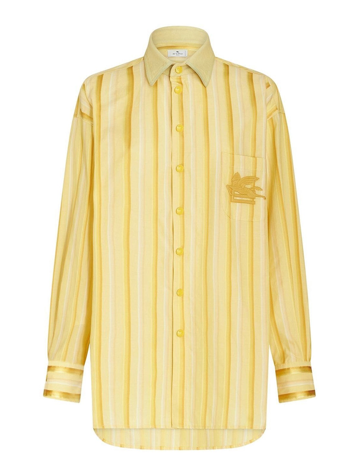 Shop Etro Striped Shirt Dress In Yellow