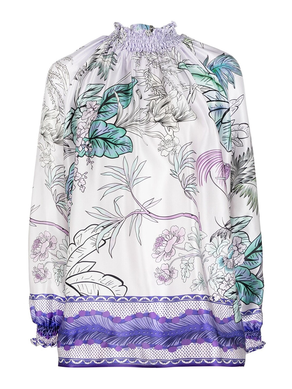 F.r.s For Restless Sleepers High Neck Printed Silk Blouse In Metallic
