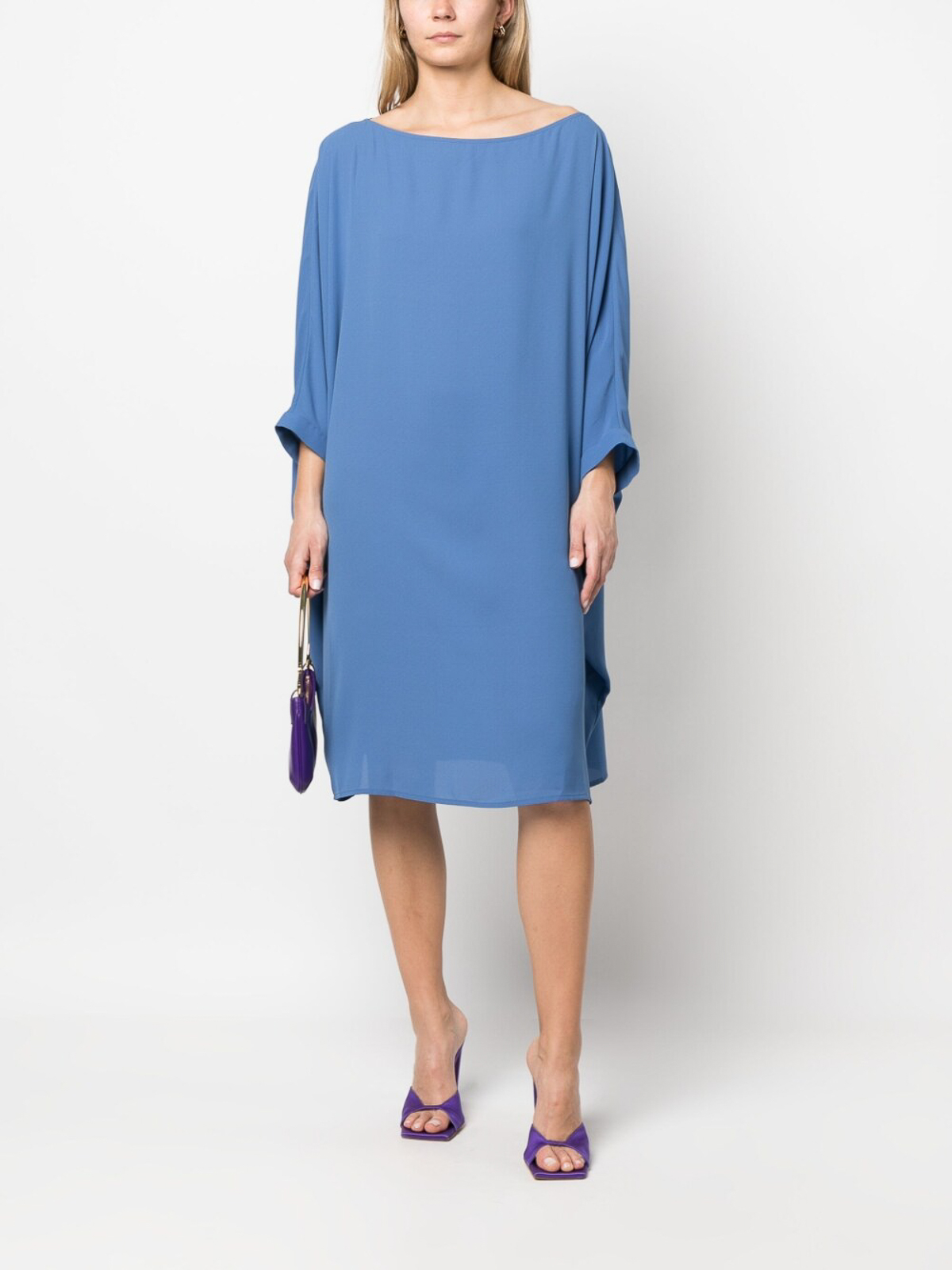 Shop Gianluca Capannolo Midi Silk Dress In Blue