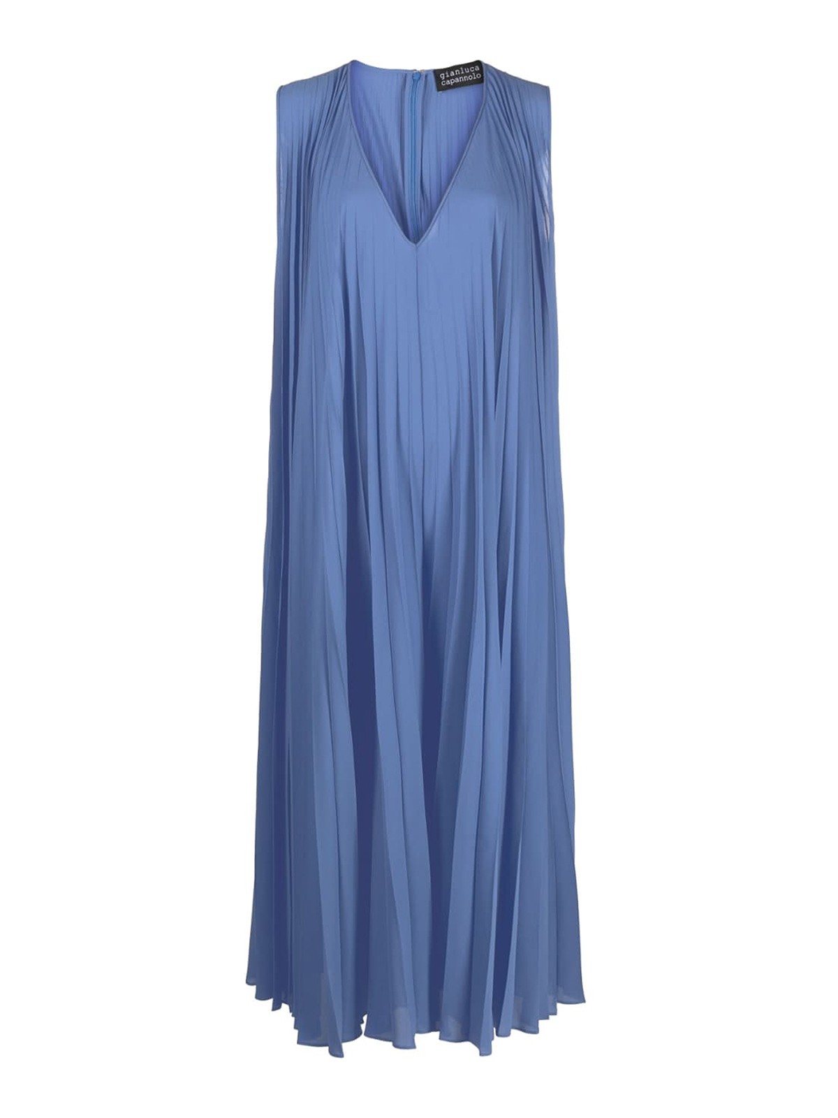 Shop Gianluca Capannolo Pleated Silk Jumpsuit In Blue