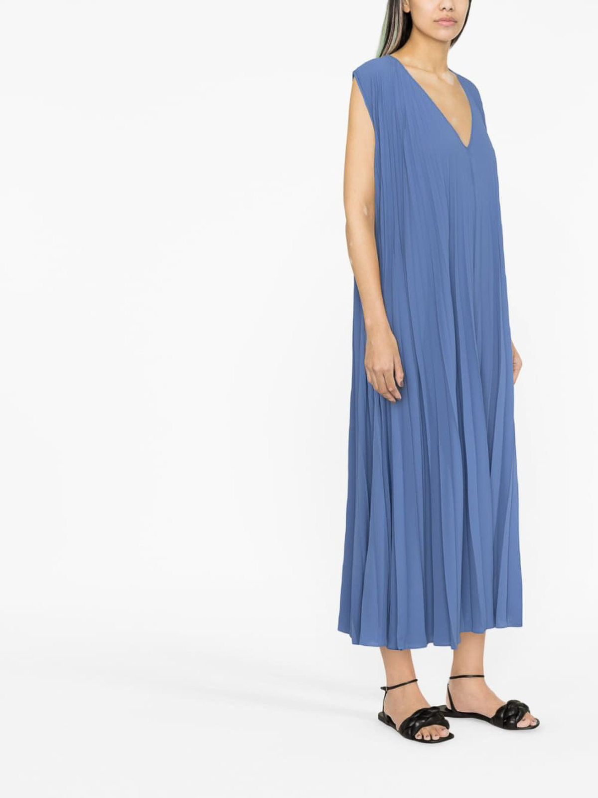 Shop Gianluca Capannolo Pleated Silk Jumpsuit In Blue