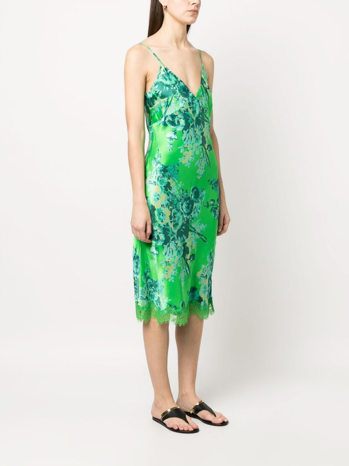 Shop Gold Hawk Chloe Printed Slip Dress In Green