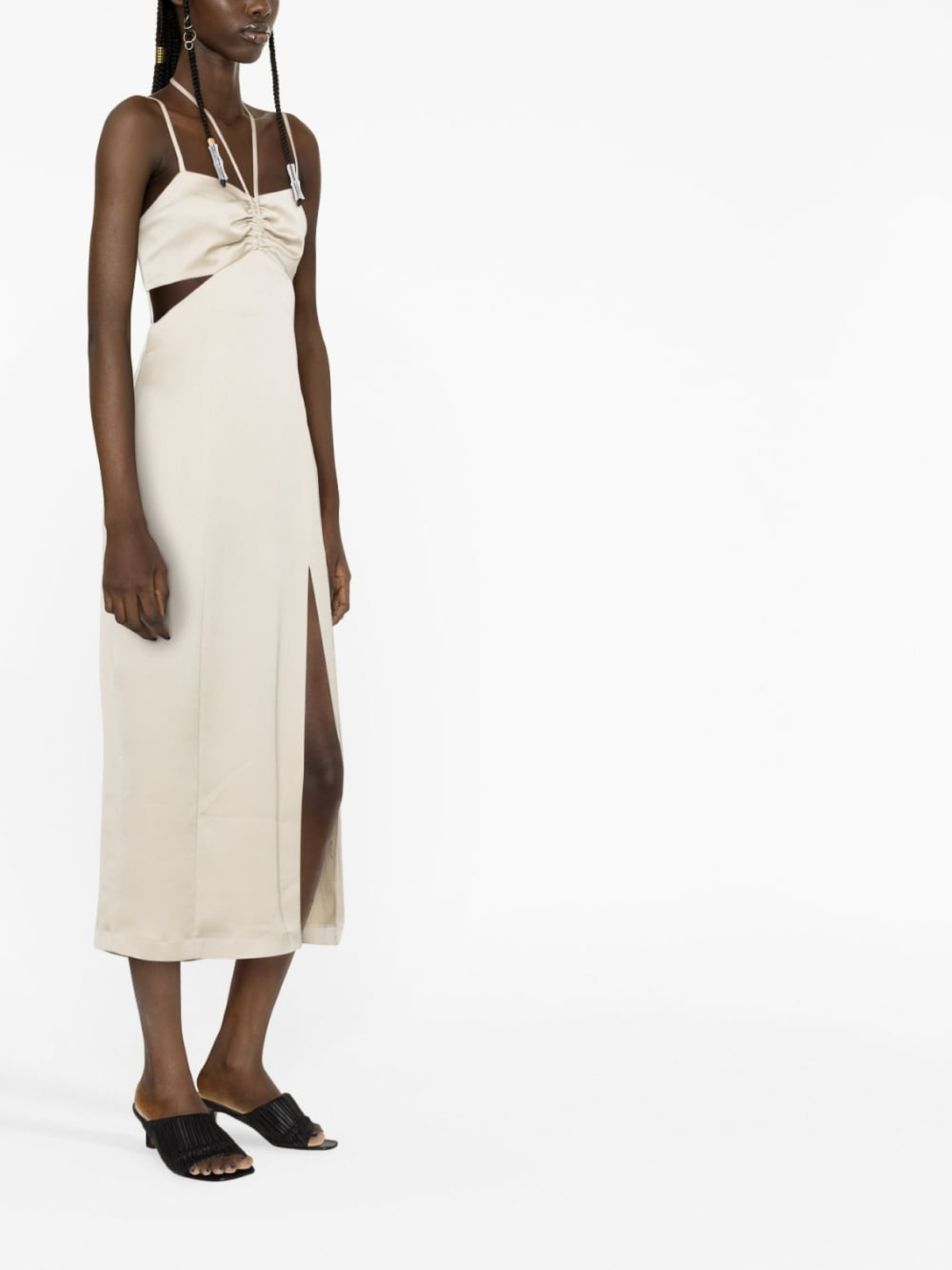Shop Iro Split Midi Dress In Blanco