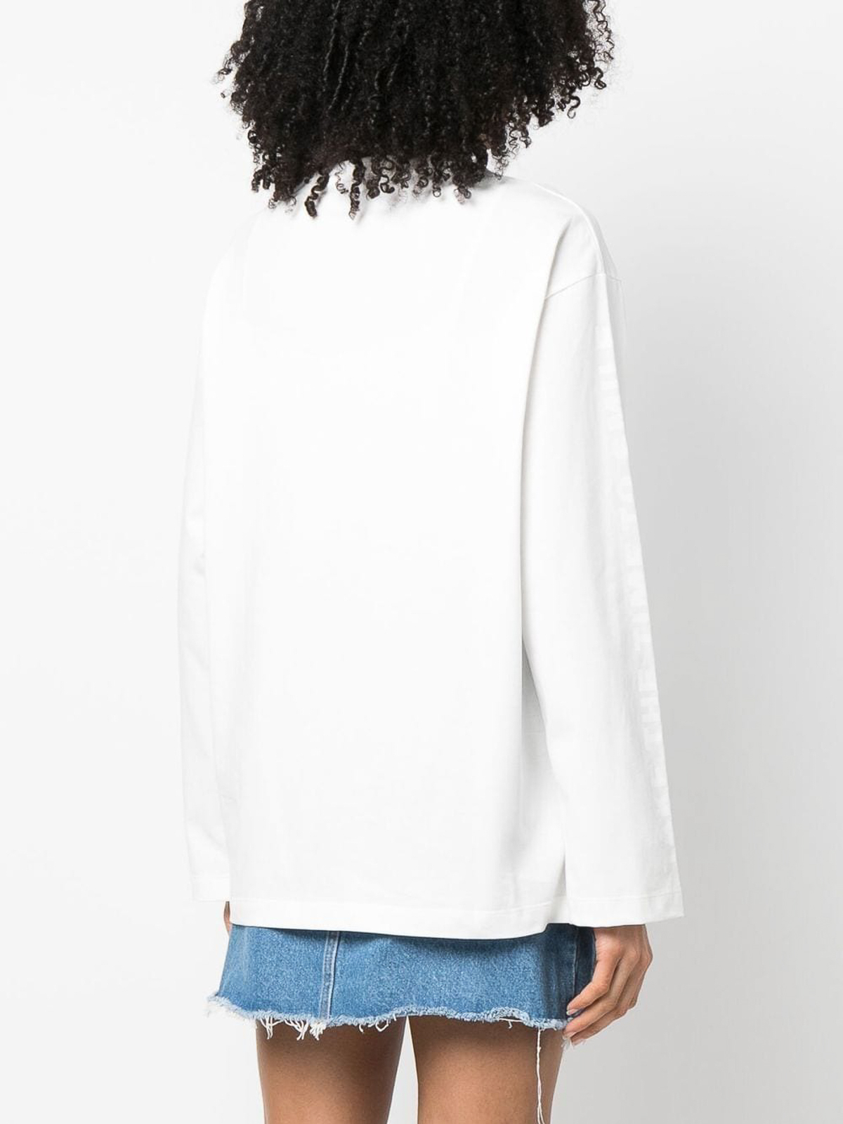 Shop Joshua Sanders Logo Cotton Longsleeves T-shirt In White