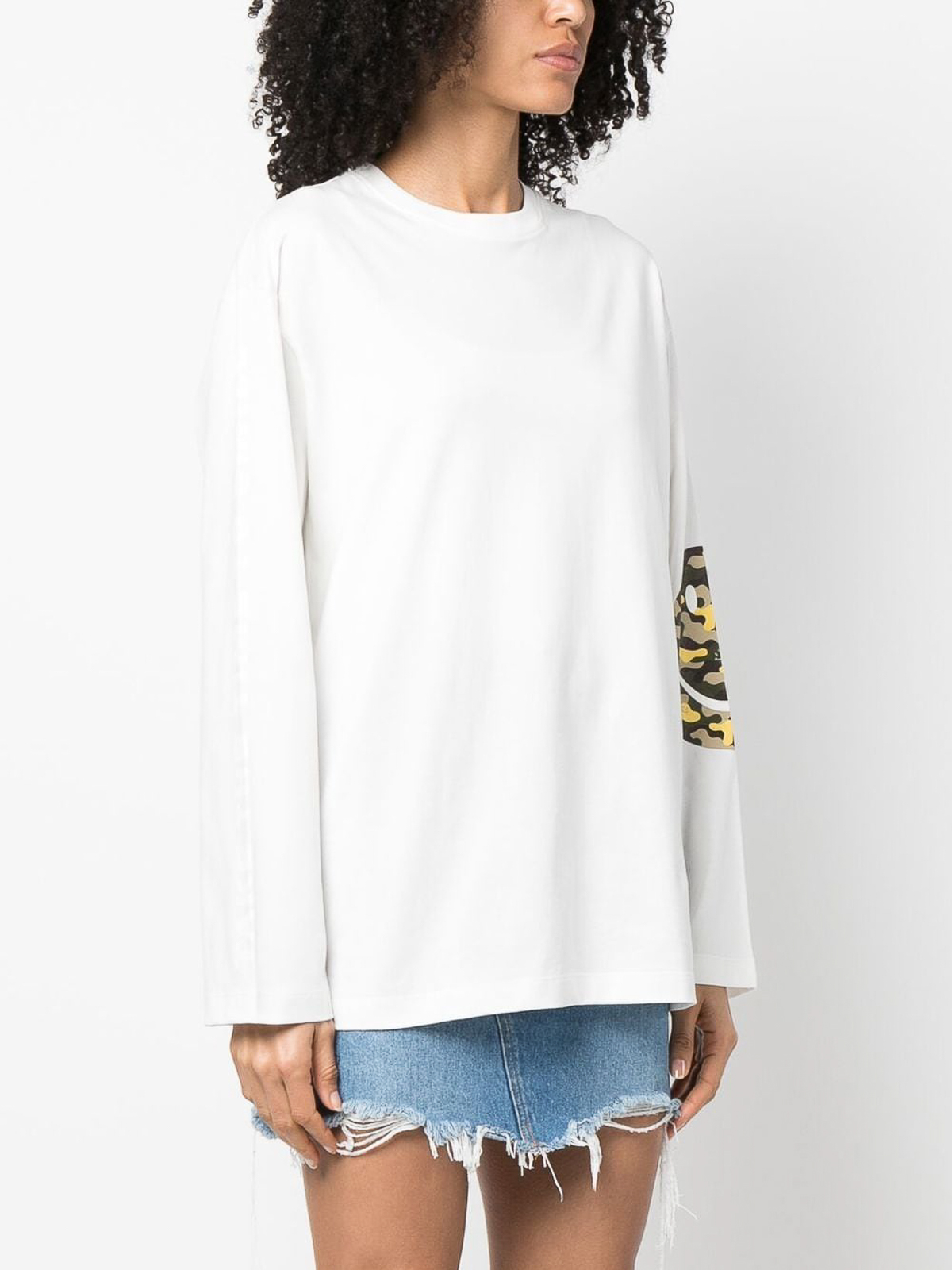 Shop Joshua Sanders Logo Cotton Longsleeves T-shirt In White