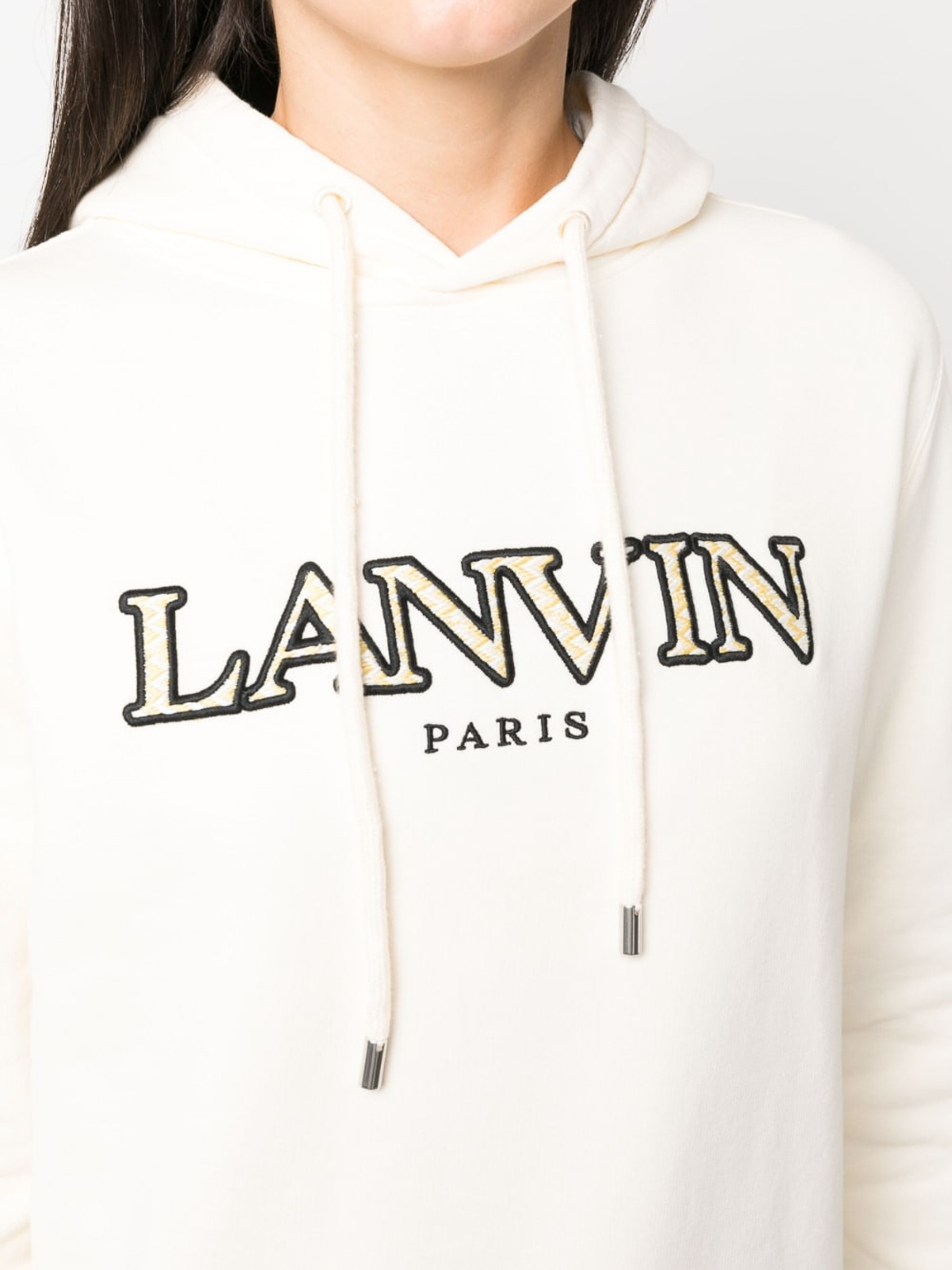 Shop Lanvin Logo Cotton Hoodie In Blanco
