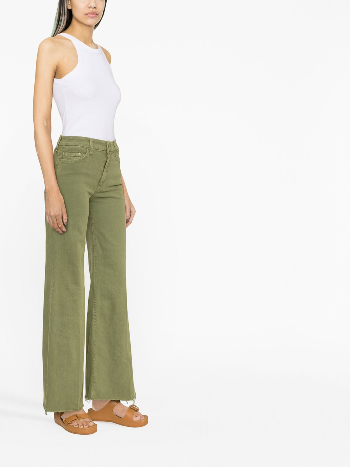 Shop Mother The Roller Fray Jeans In Green