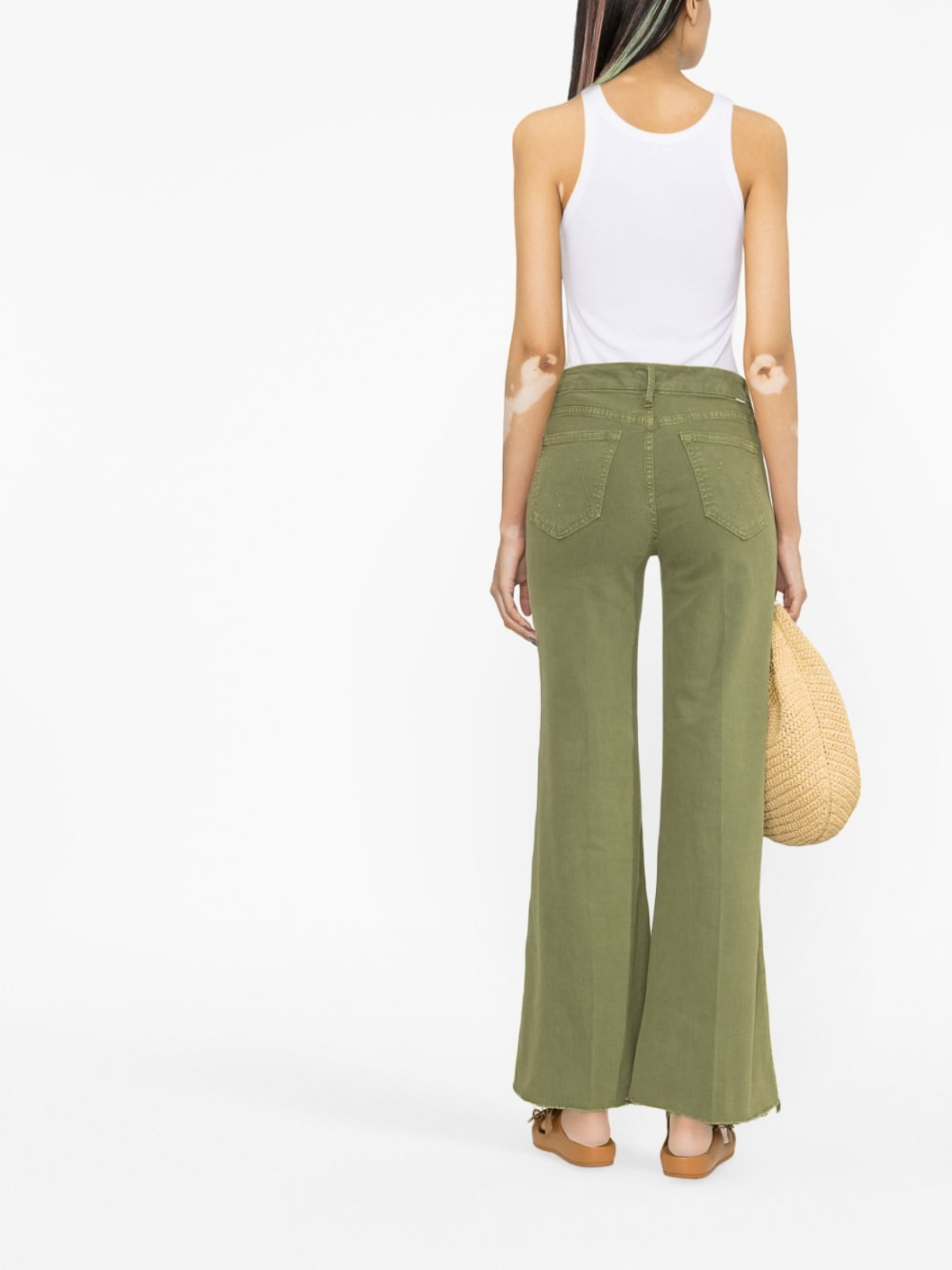 Shop Mother The Roller Fray Jeans In Green