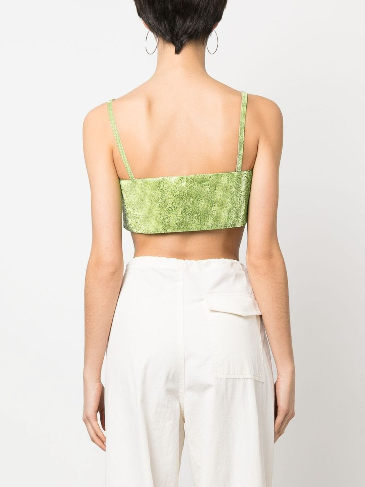 Shop Nu Crystal Detail Cropped Top In Green