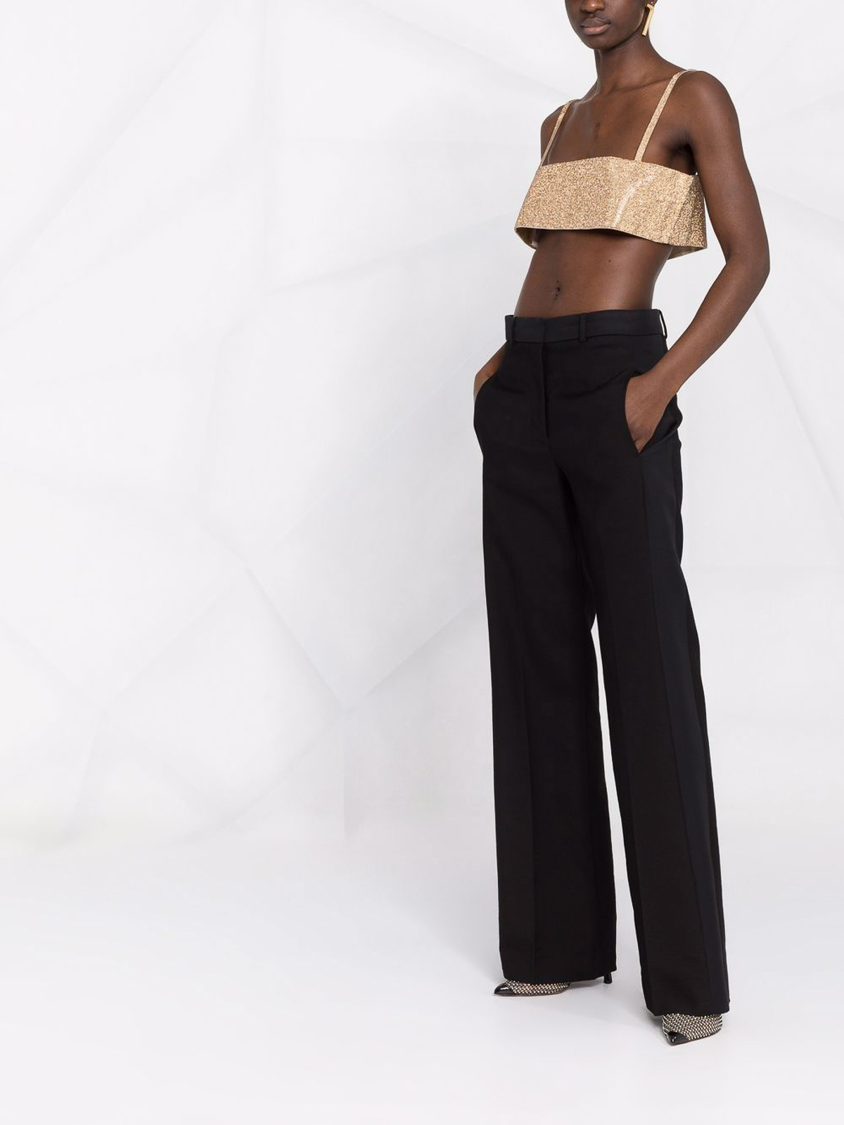 Shop Nu Crystal Detail Cropped Top In Gold