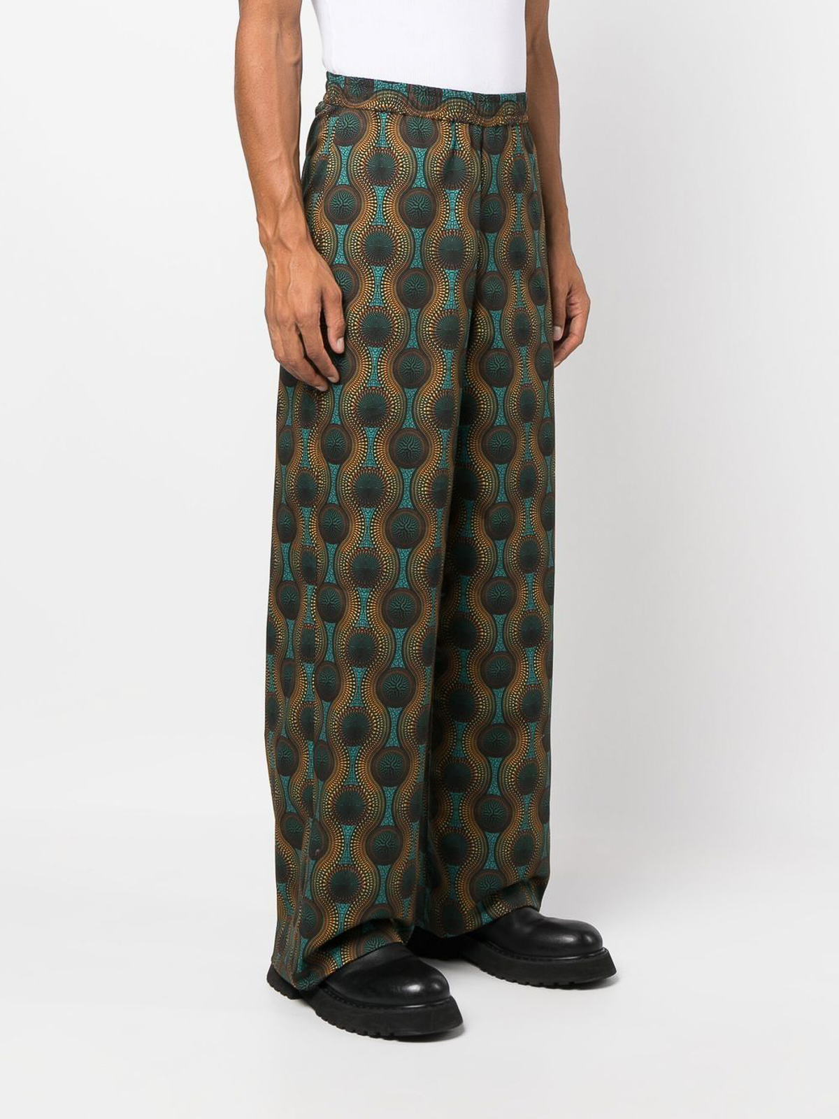 Shop Ozwald Boateng Elastic Waist Printed Cotton Trousers In Orange