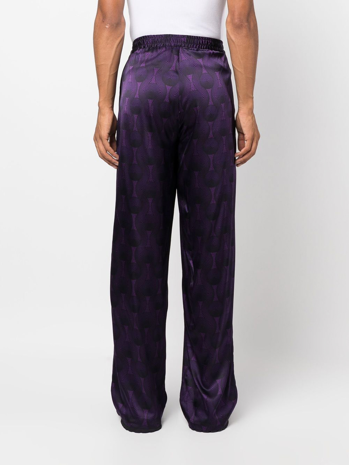 Shop Ozwald Boateng Elastic Waist Printed Silk Trousers In Purple