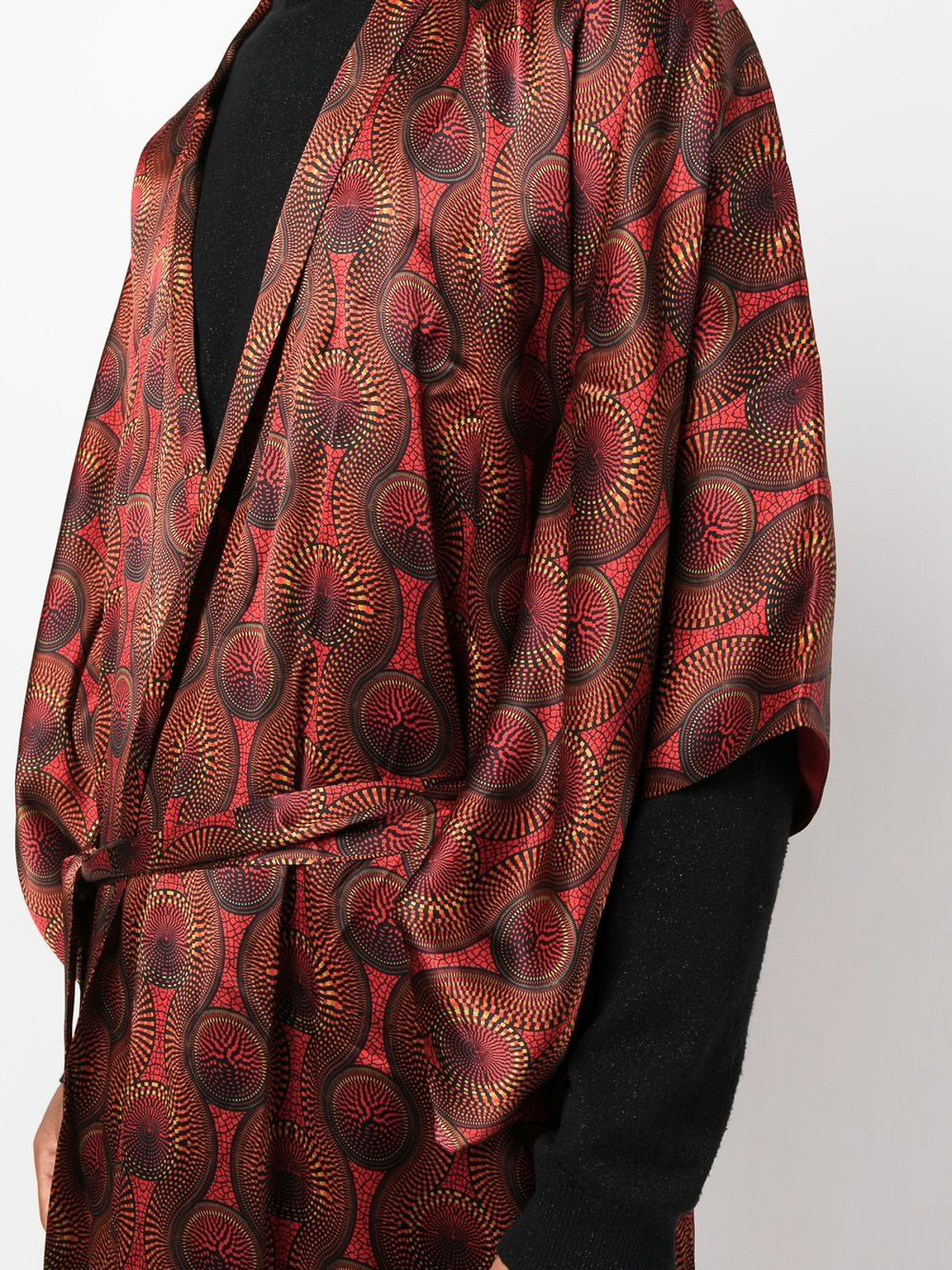 Shop Ozwald Boateng Printed Silk Long Kimono In Red
