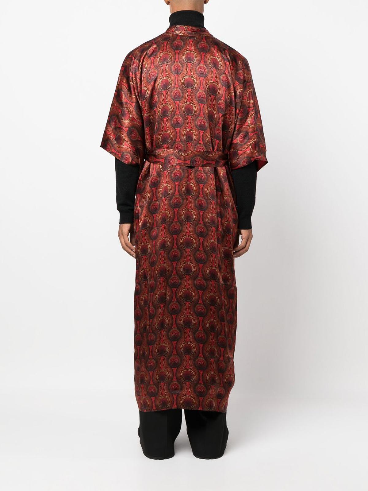 Shop Ozwald Boateng Printed Silk Long Kimono In Red